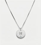 Initial Disc Necklace With Lab Diamond in Rhodium Plating on 925 Silver - Ash & Harry