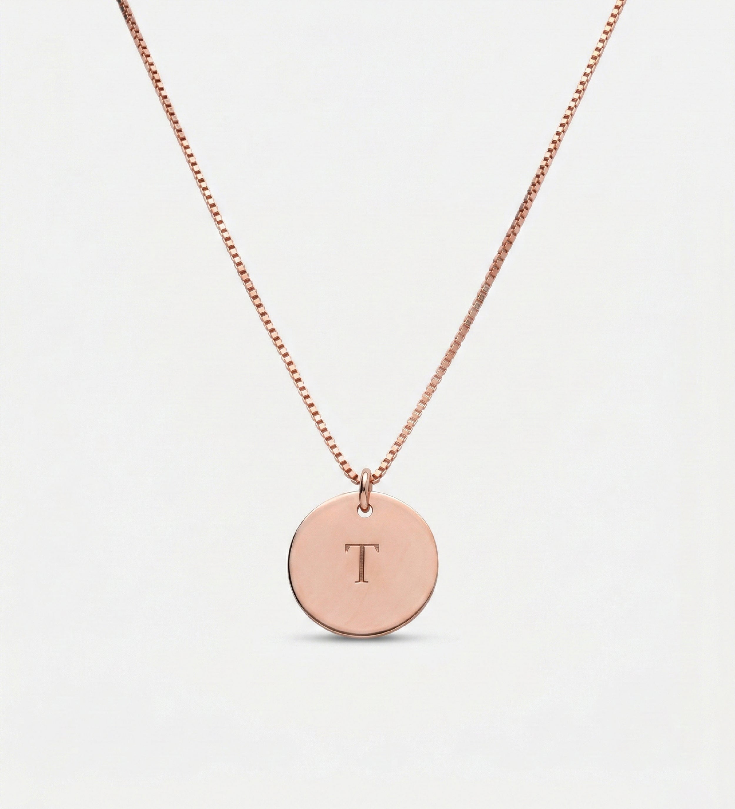 Initial Disc Necklace in 18K Rose Gold Plating on 925 Silver - Ash & Harry