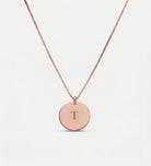 Initial Disc Necklace in 18K Rose Gold Plating on 925 Silver - Ash & Harry