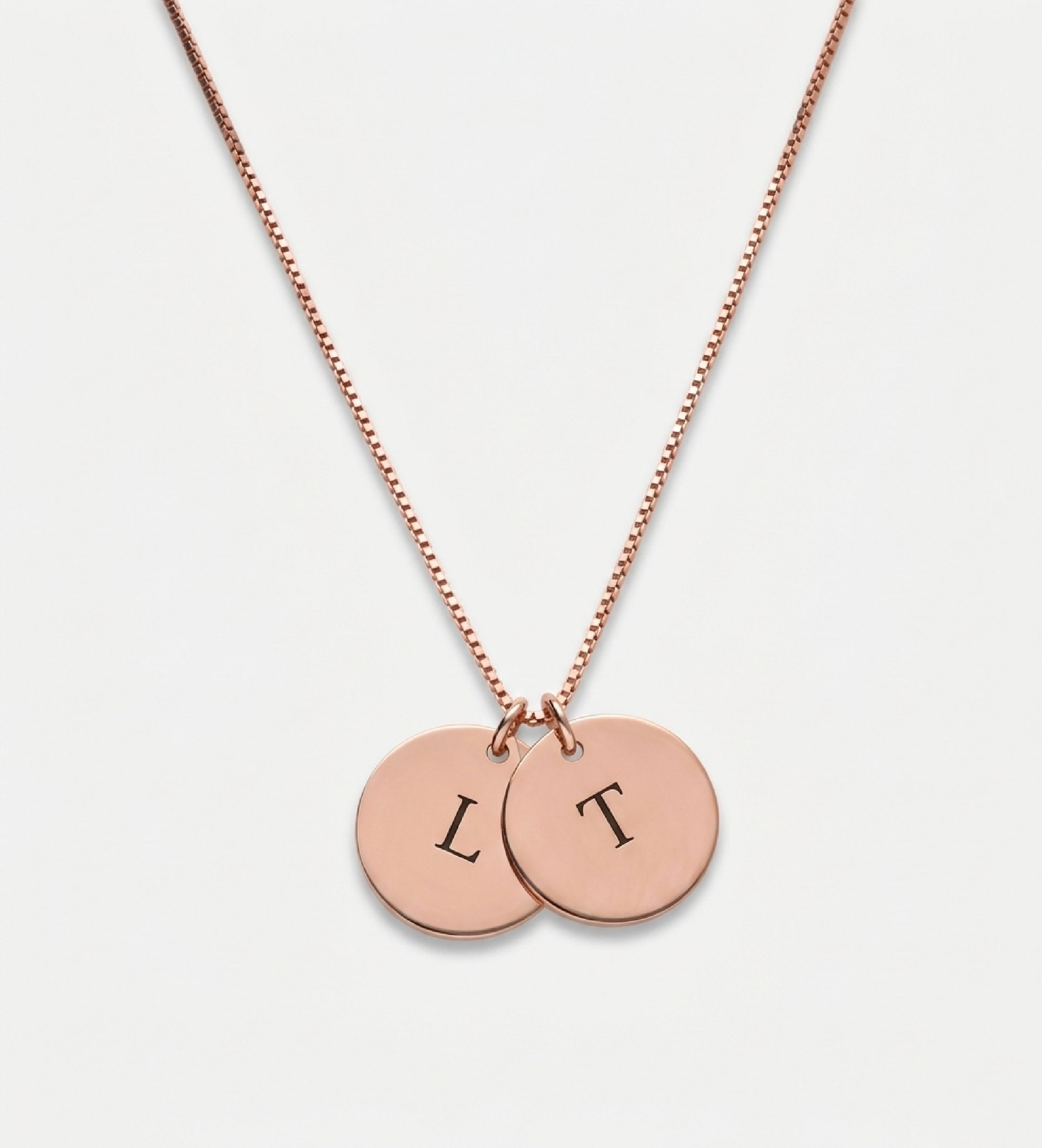 Initial Disc Necklace in 18K Rose Gold Plating on 925 Silver - Ash & Harry