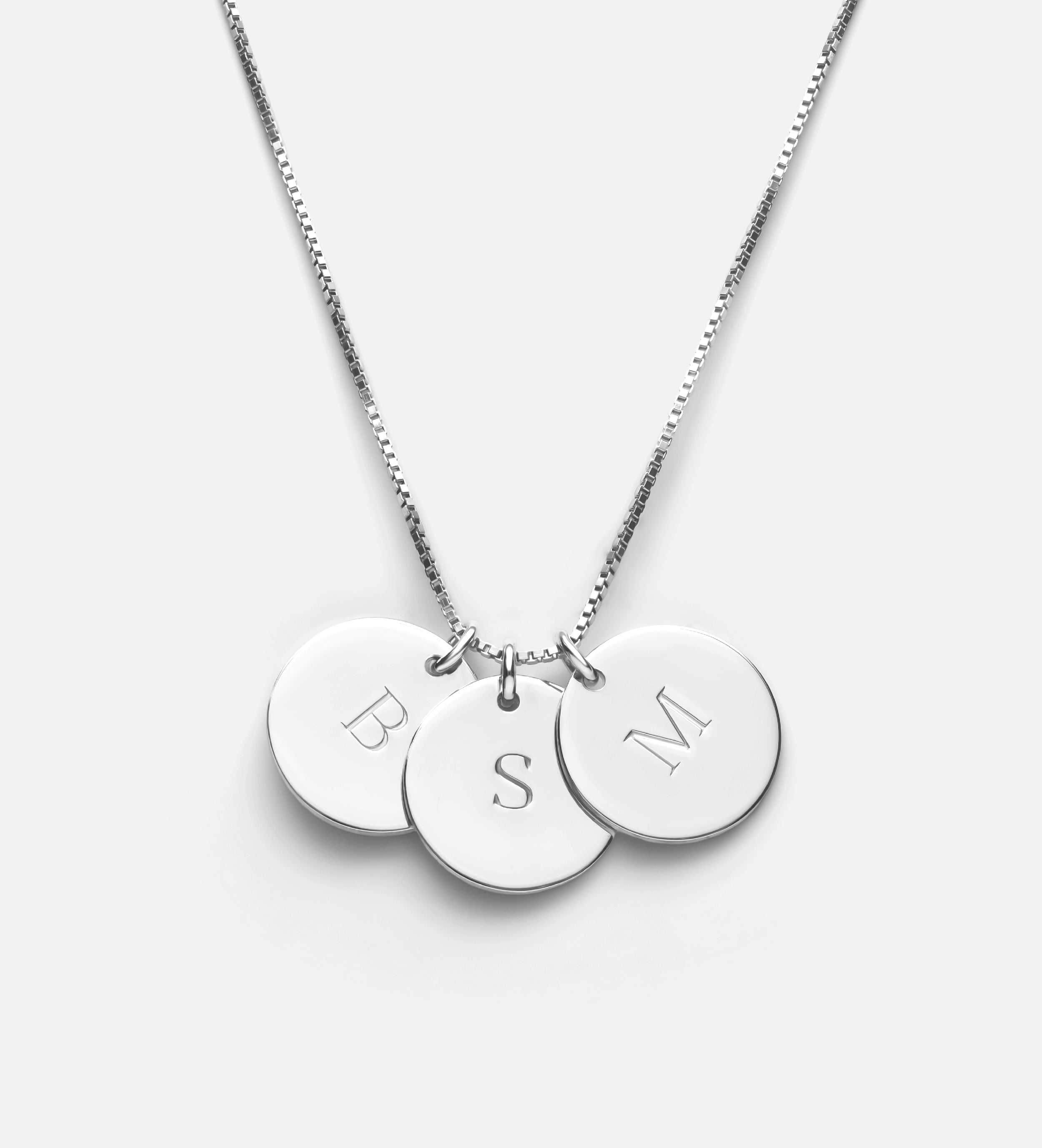 Initial Disc Necklace in Rhodium Plating on 925 Silver - Ash & Harry