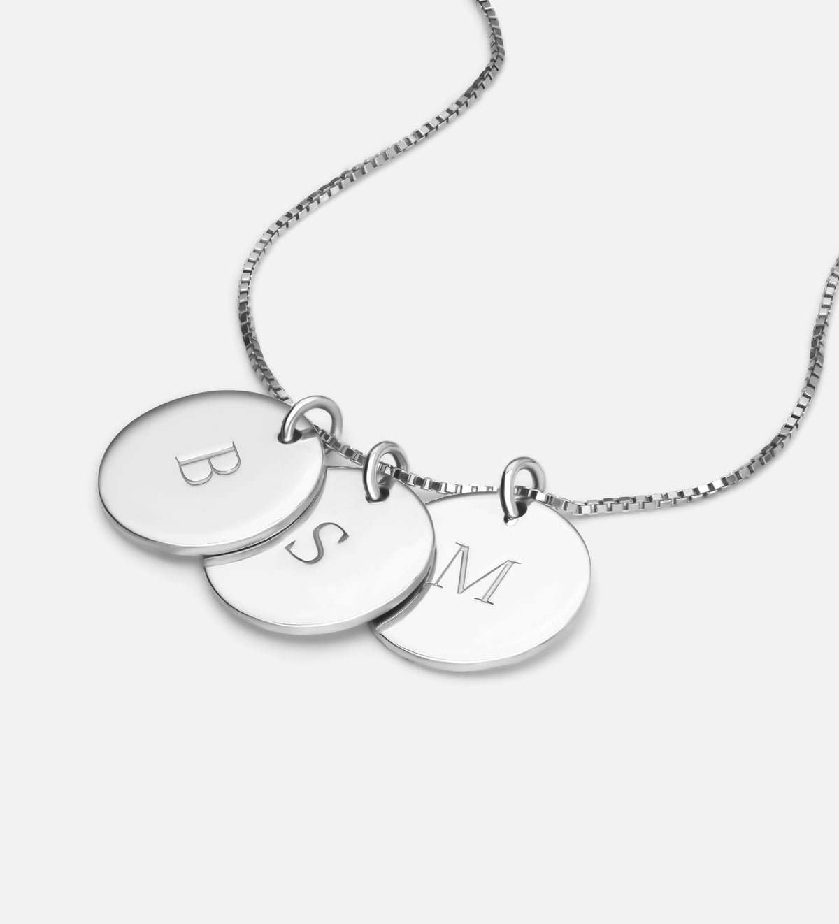 Initial Disc Necklace in Rhodium Plating on 925 Silver - Ash & Harry