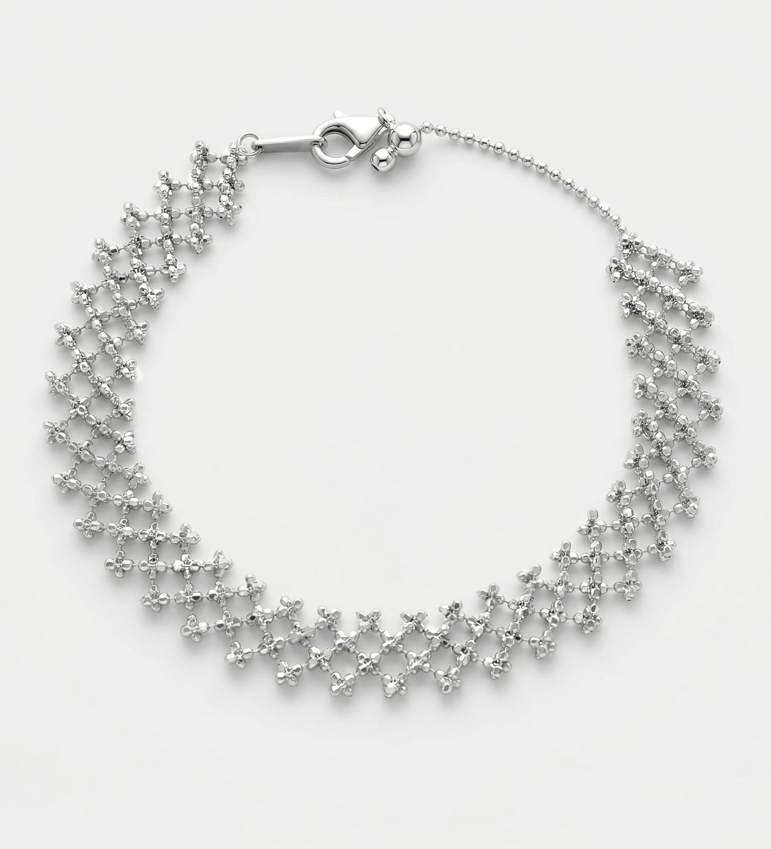 Italian Mesh Chain Bracelet in Rhodium Plating on 925 Silver - Ash & Harry
