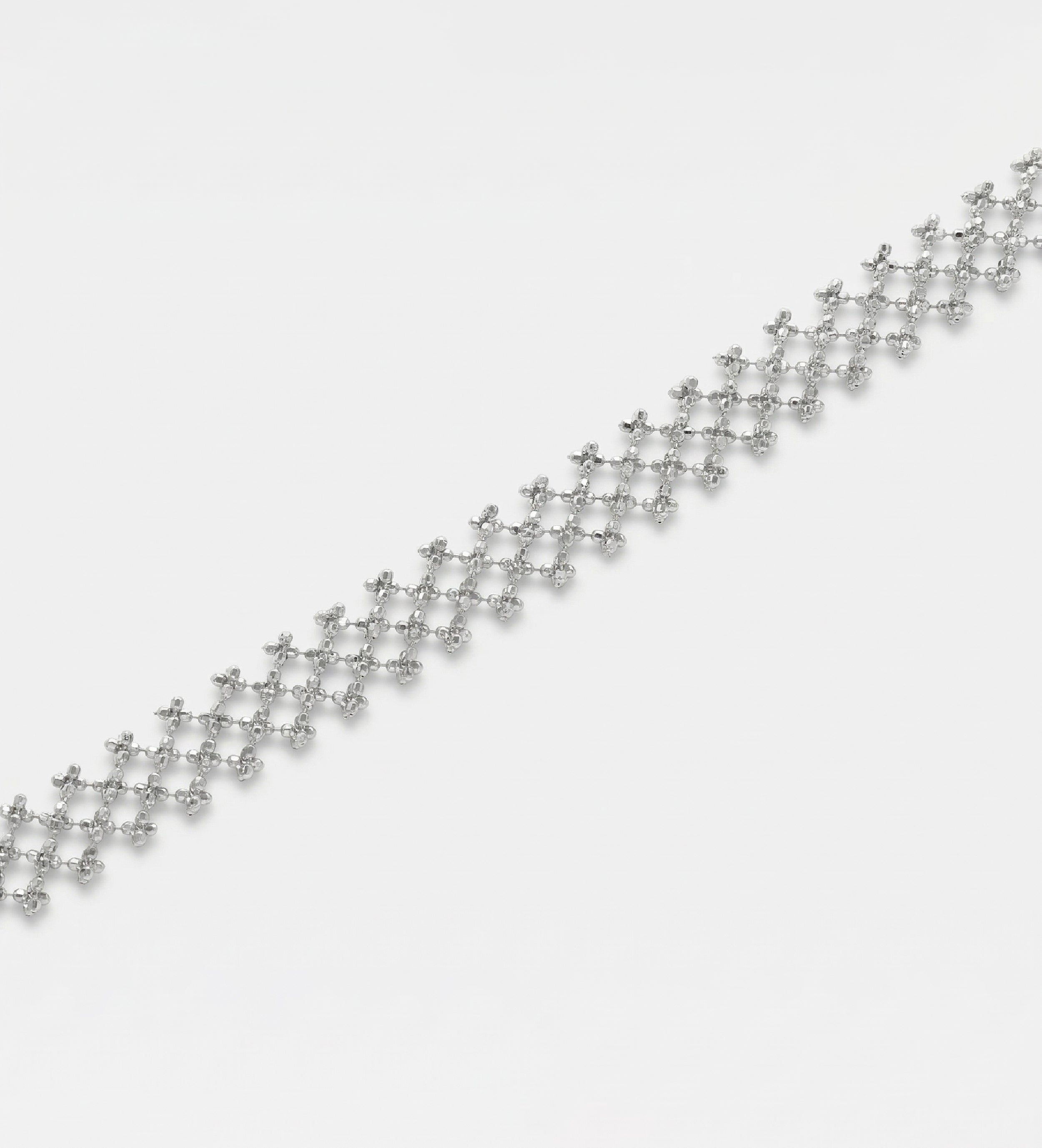 Italian Mesh Chain Bracelet in Rhodium Plating on 925 Silver - Ash & Harry