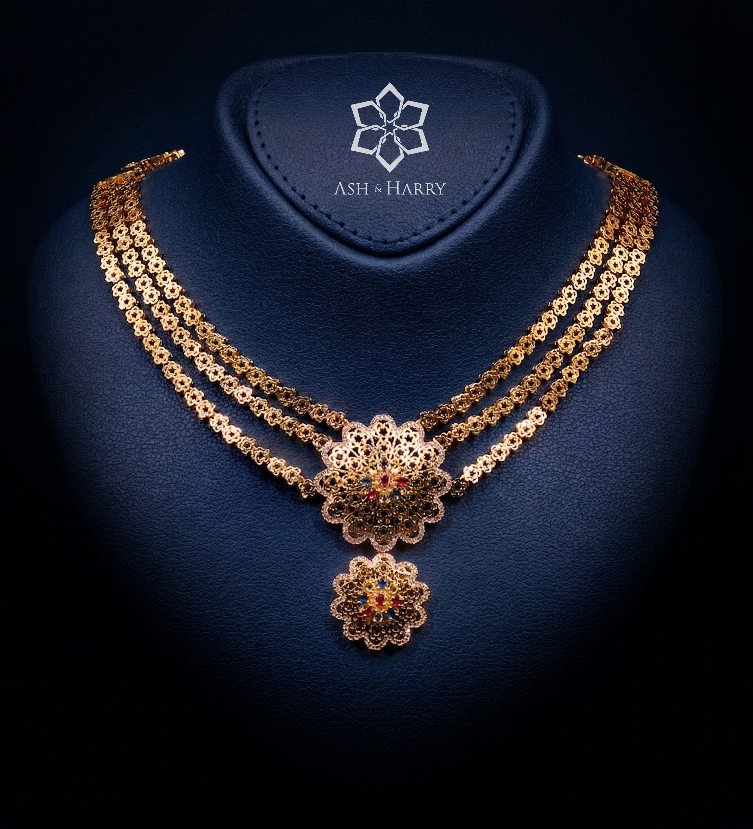 Jihan Golden Luxury Bridal Full Set with High Quality Zircon Stones and 18K Gold Plated - Ash & Harry