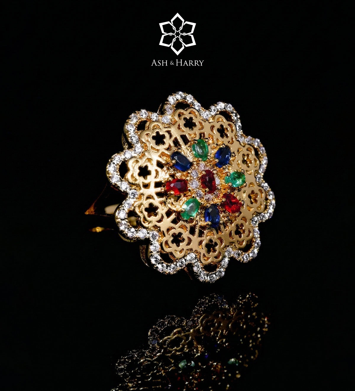 Jihan Golden Luxury Bridal Full Set with High Quality Zircon Stones and 18K Gold Plated - Ash & Harry