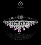 Jouri Royal Pink and White Bridal Full Set with Brilliant - Cut Simulated Diamonds, Rhodium Plated - Ash & Harry