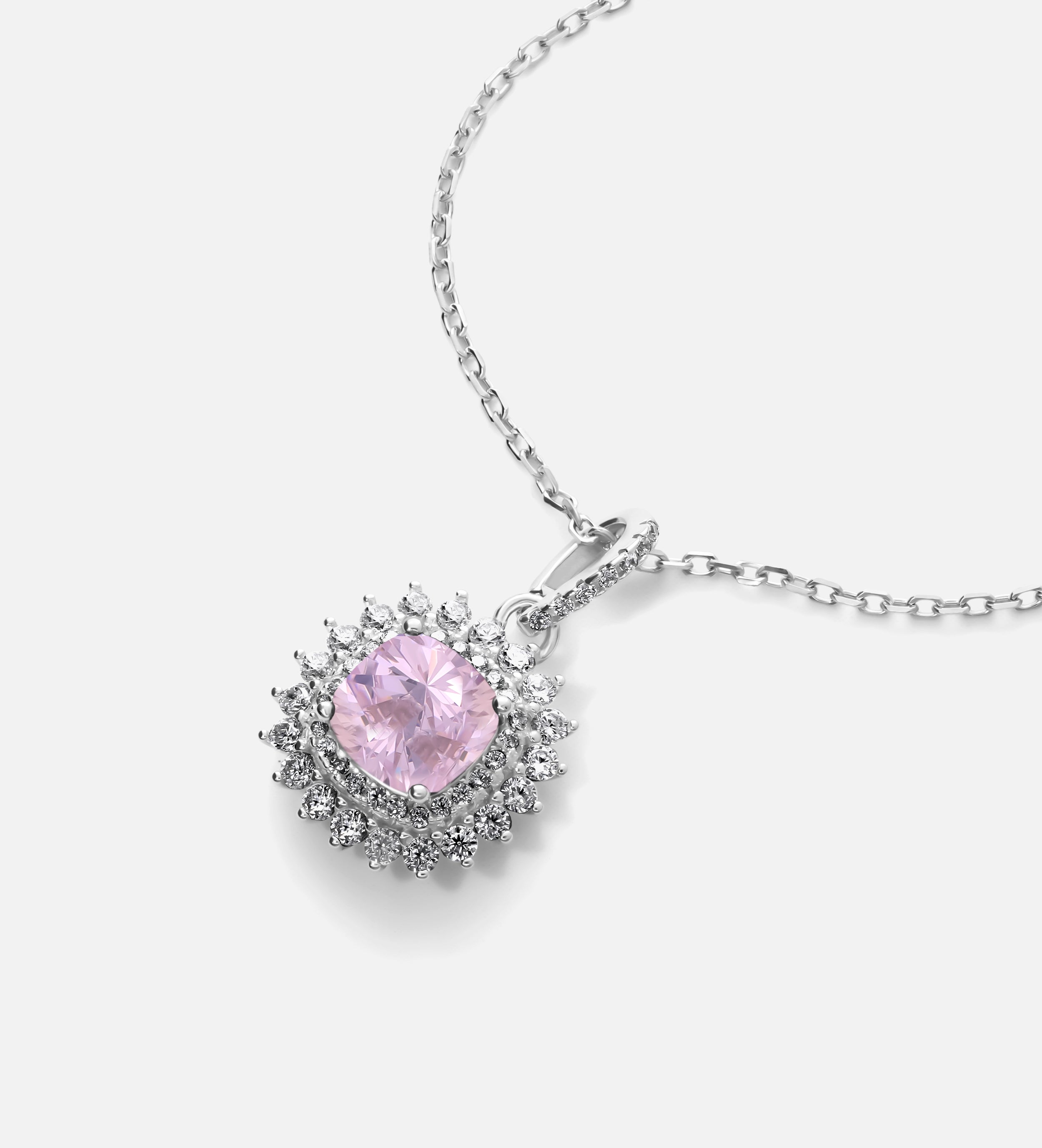 La Rosélle Crown Pendant in 925 Silver with High Quality Simulated White and Pink Diamonds - Ash & Harry