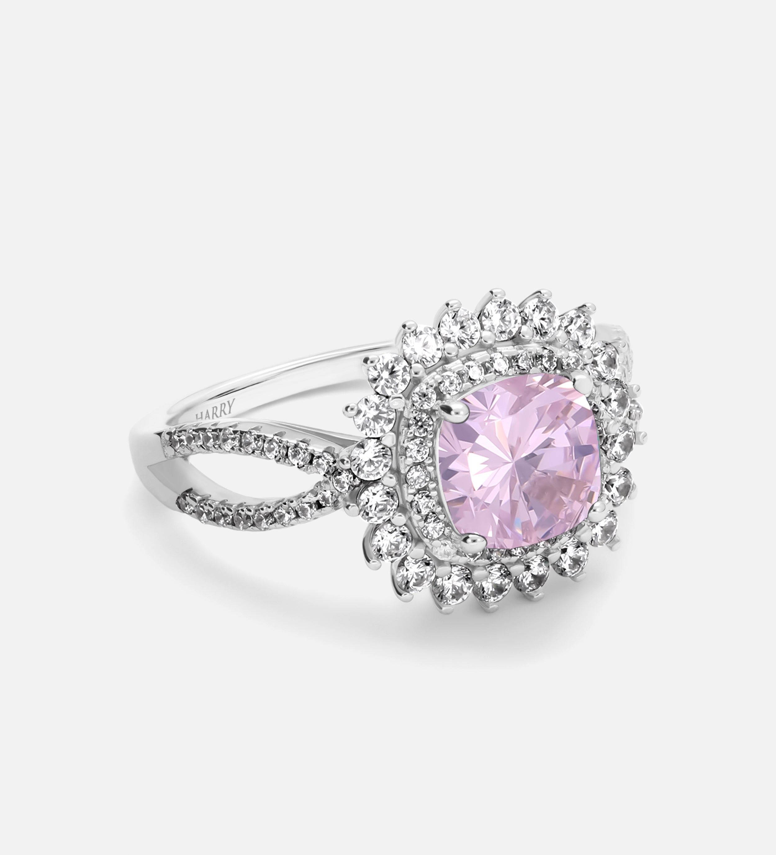 La Rosélle Crown Ring in 925 Silver with High Quality Simulated White and Pink Diamonds - Ash & Harry