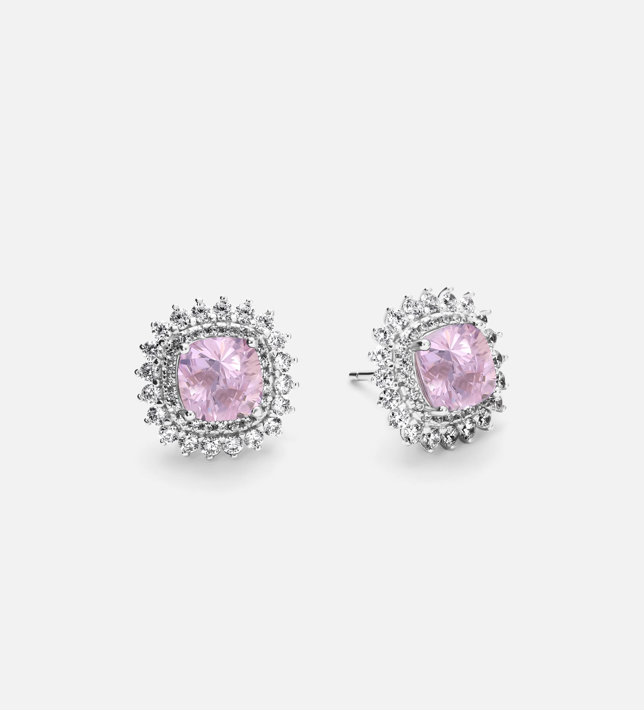 La Rosélle Crown Studs in 925 Silver with High Quality Simulated White and Pink Diamonds - Ash & Harry