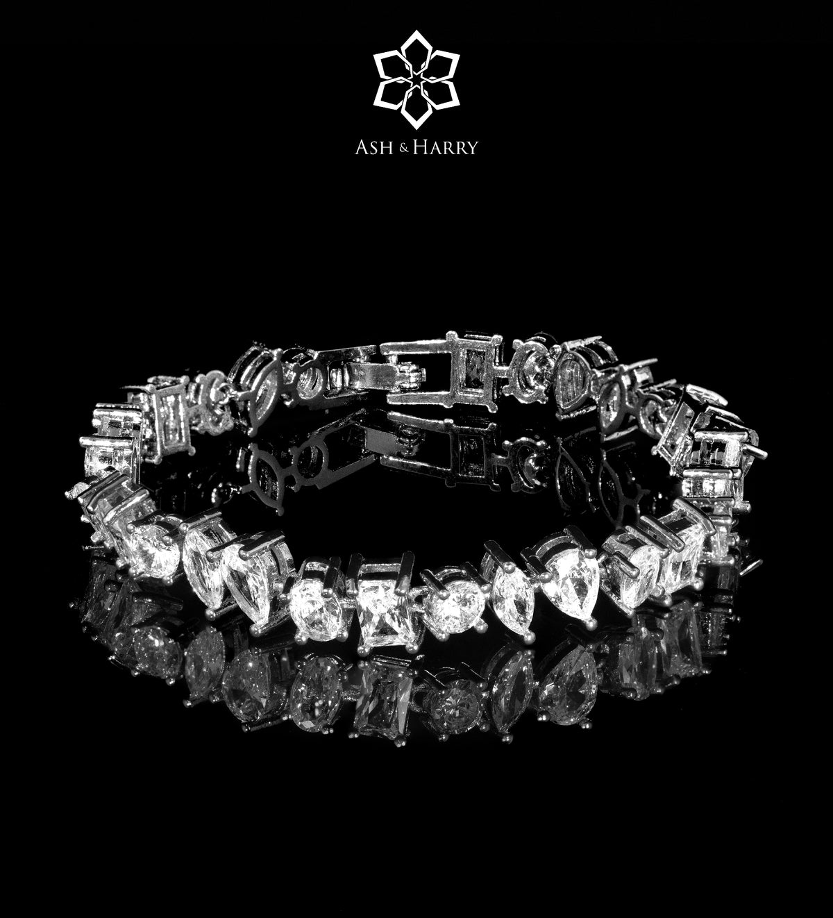Laleh White Luxury Bridal Full Set with High Quality Simulated Stones Rhodium Plated - Ash & Harry
