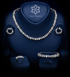 Laleh White Luxury Bridal Full Set with High Quality Simulated Stones Rhodium Plated - Ash & Harry