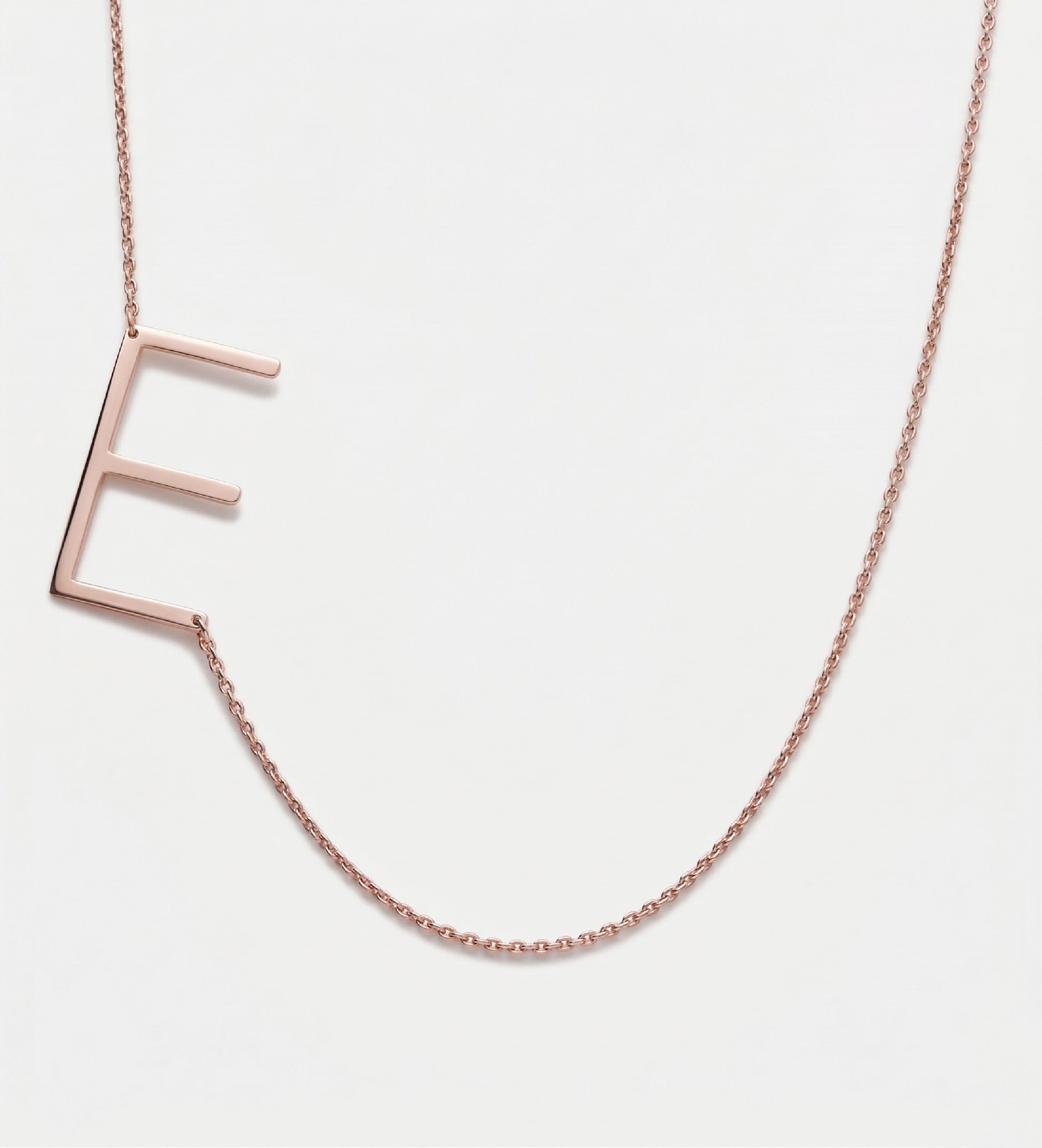 Large Initial Necklace in 18K Rose Gold Plating on 925 Silver - Ash & Harry