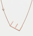 Large Initial Necklace With Lab Diamond in 18K Rose Gold Plating on 925 Silver - Ash & Harry