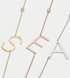 Large Initial Necklace With Lab Diamond in 18K Rose Gold Plating on 925 Silver - Ash & Harry