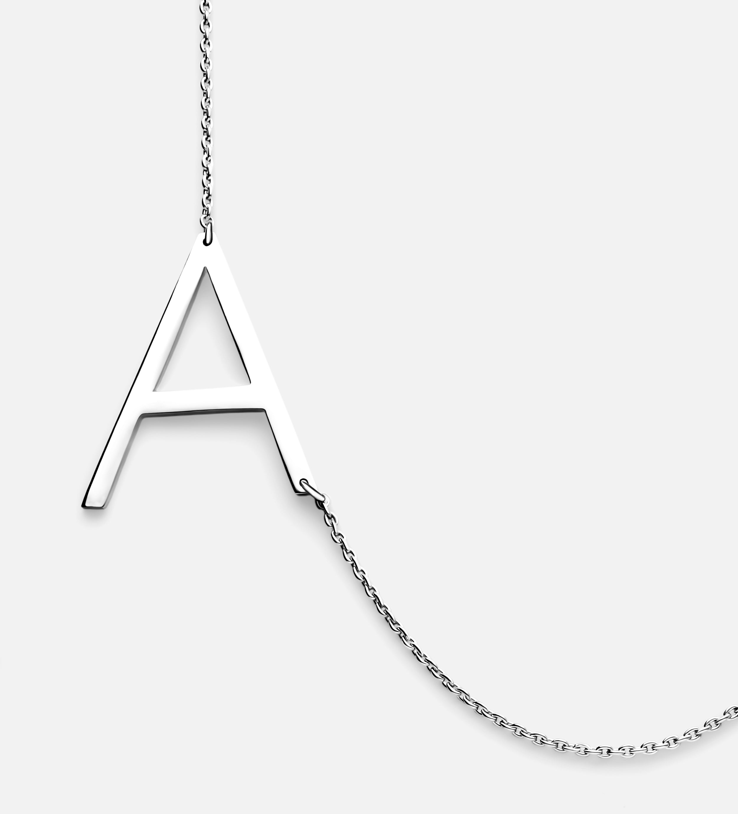 Large Initial Necklace in Rhodium Plating on 925 Silver - Ash & Harry