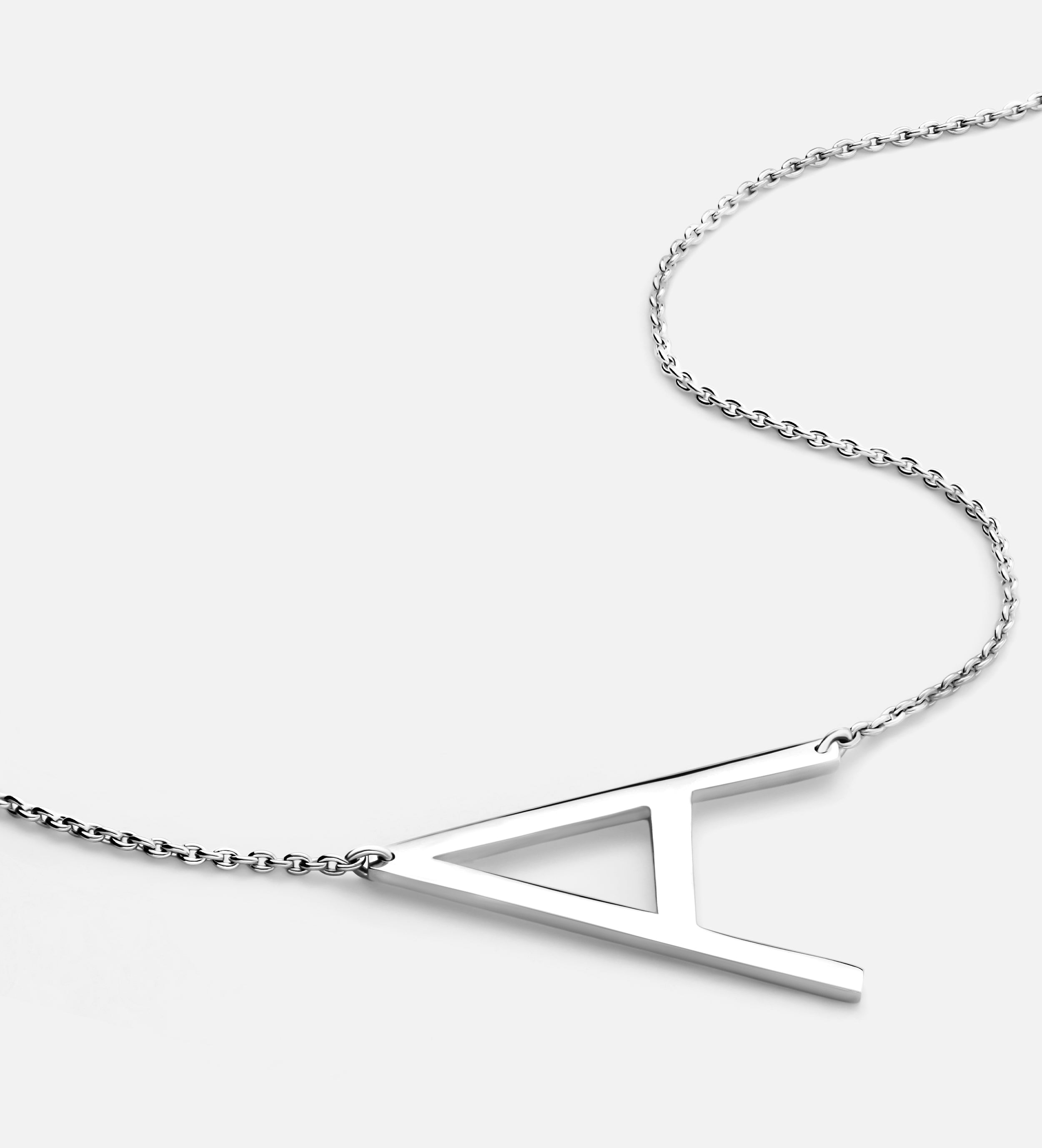 Large Initial Necklace in Rhodium Plating on 925 Silver - Ash & Harry
