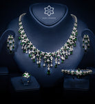 Layla Emerald Green Luxury Bridal Full Set in High Quality Simulated Diamonds Rhodium Plated - Ash & Harry