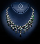 Layla Emerald Green Luxury Bridal Full Set in High Quality Simulated Diamonds Rhodium Plated - Ash & Harry