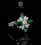 Layla Emerald Green Luxury Bridal Full Set in High Quality Simulated Diamonds Rhodium Plated - Ash & Harry