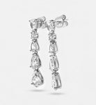 Linear Pear Drop Earrings with High Quality Simulated Diamonds In 925 Silver - Ash & Harry