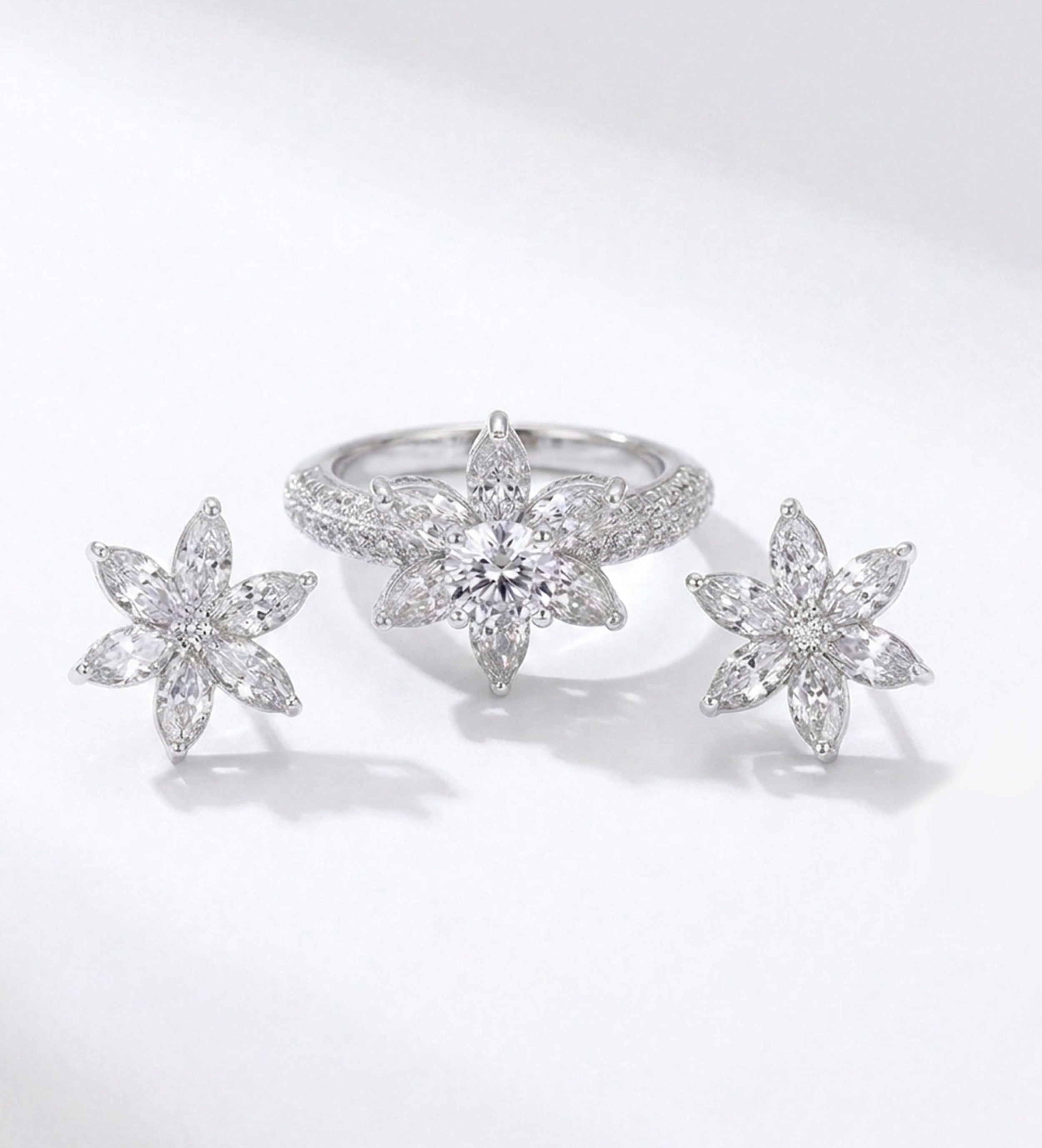 Lotus Cluster Full Set in Silver - 2 Items - Ash & Harry