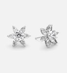 Lotus Cluster Studs in High Quality Certified Lab Crafted Stones In 925 Silver - Ash & Harry