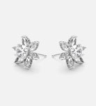 Lotus Cluster Studs in High Quality Certified Lab Crafted Stones In 925 Silver - Ash & Harry