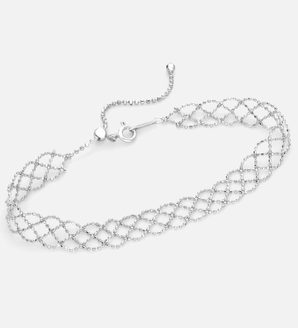 Lucia Italian Lattice Chain Bracelet in Rhodium Plating on 925 Silver - Ash & Harry