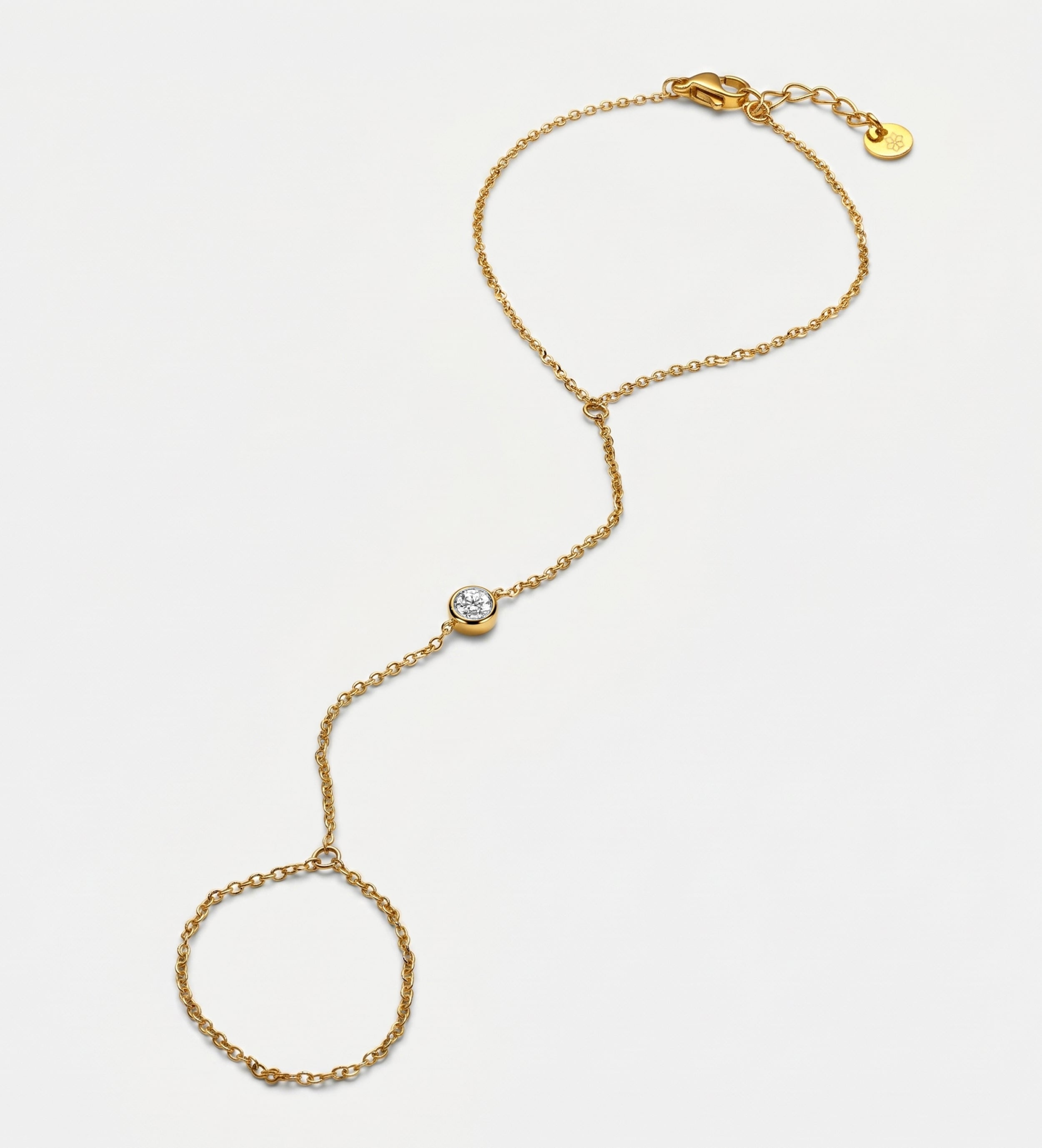 Lumi Dot Hand Chain Gold With High Quality Simulated Diamonds - Ash & Harry