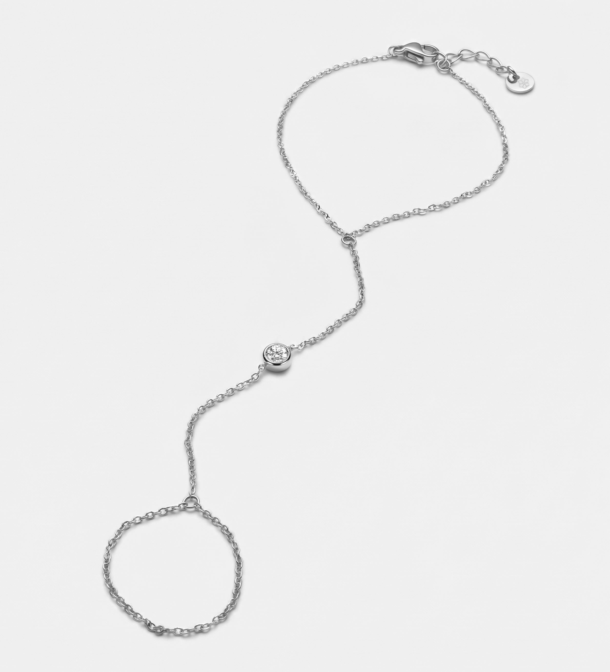 Lumi Dot Hand Chain in Silver With High Quality Simulated Diamonds - Ash & Harry