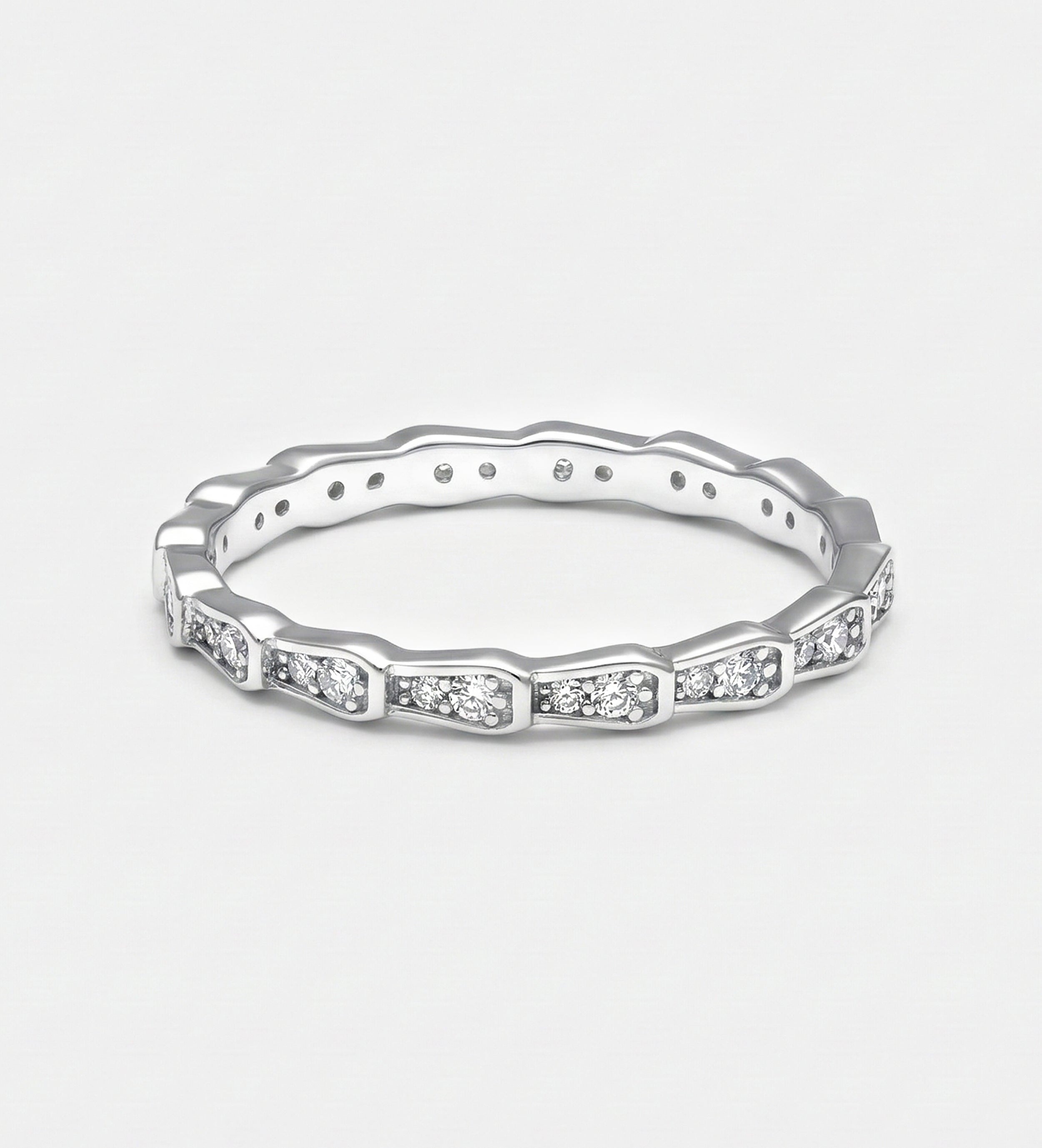Luminous Stack Ring in 92.5 Silver with High - Quality Simulated Diamonds - Ash & Harry
