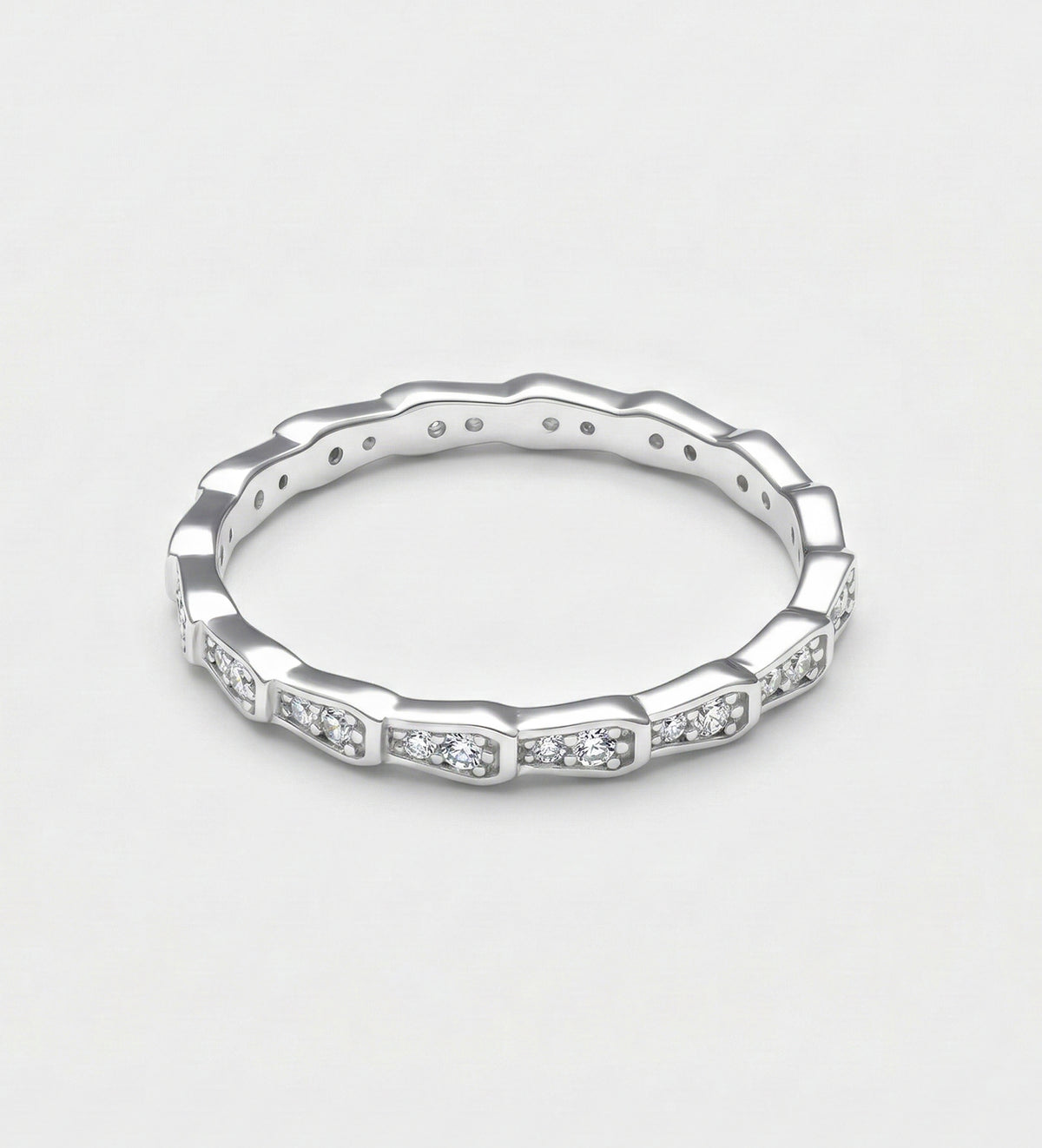 Luminous Stack Ring in 92.5 Silver with High - Quality Simulated Diamonds - Ash & Harry