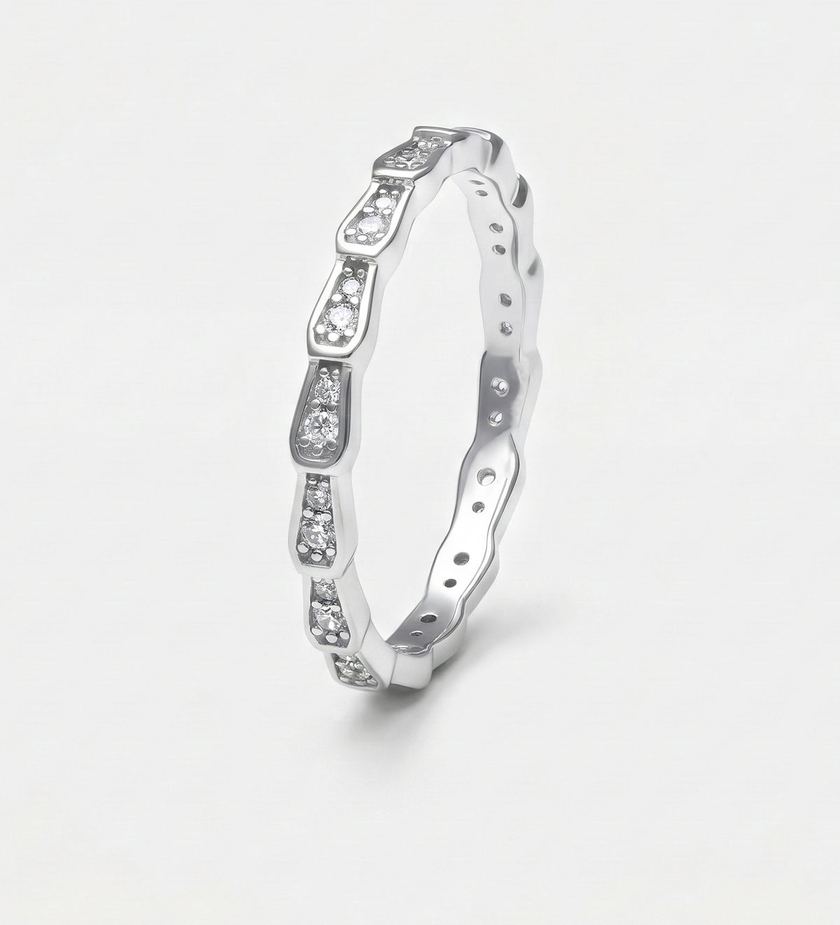 Luminous Stack Ring in 92.5 Silver with High - Quality Simulated Diamonds - Ash & Harry