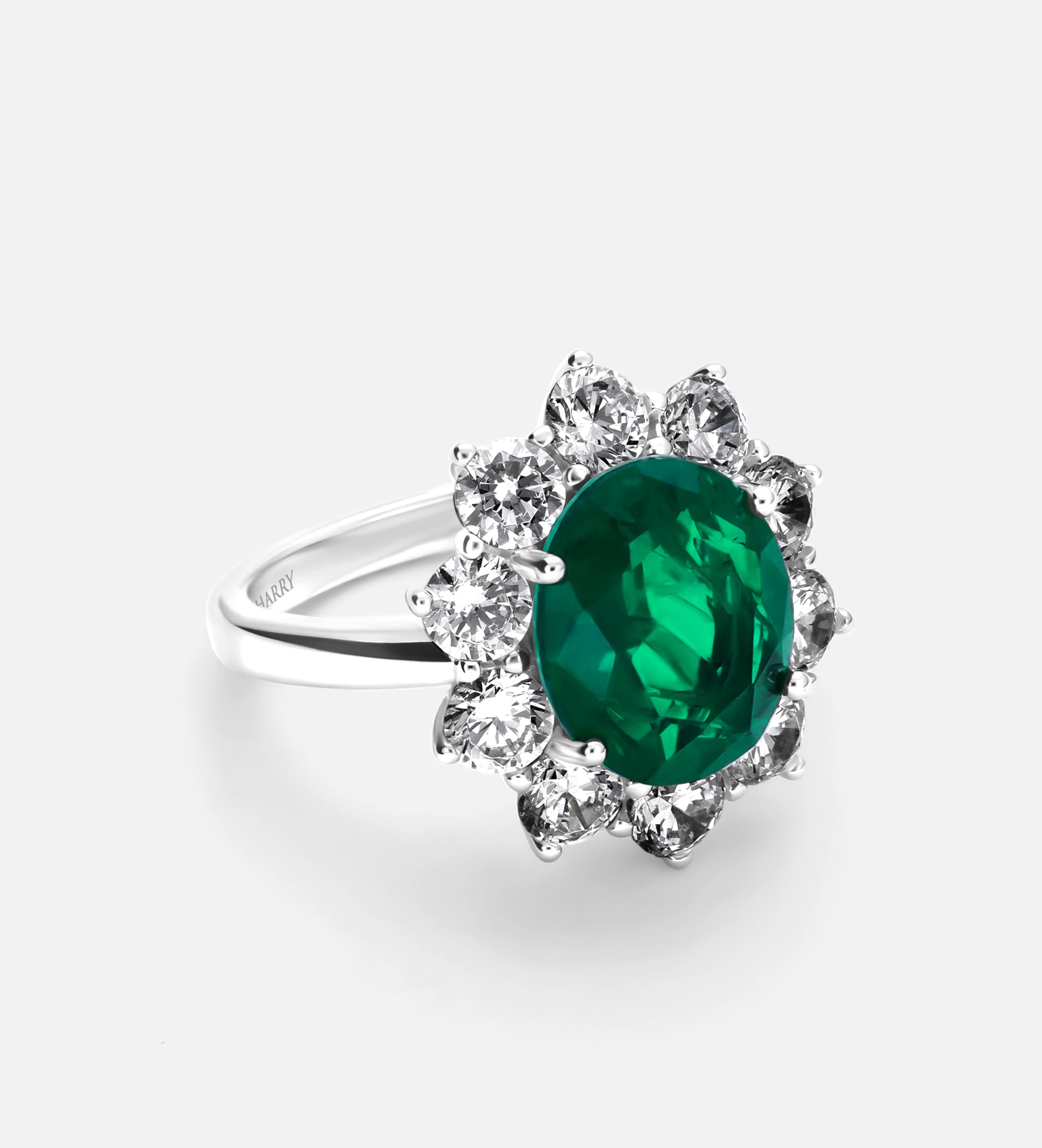 Majestic Emerald Ring in 925 Silver High Quality Simulated Diamonds and Emerald Stone - Ash & Harry