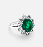 Majestic Emerald Ring in 925 Silver High Quality Simulated Diamonds and Emerald Stone - Ash & Harry