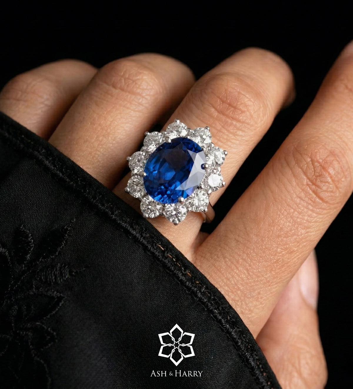 Majestic Sapphire Ring in 925 Silver High Quality Simulated Diamonds and Sapphire Stone - Ash & Harry