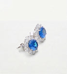 Majestic Sapphire Studs in 925 Silver High Quality Simulated Diamonds and Sapphire Stones - Ash & Harry