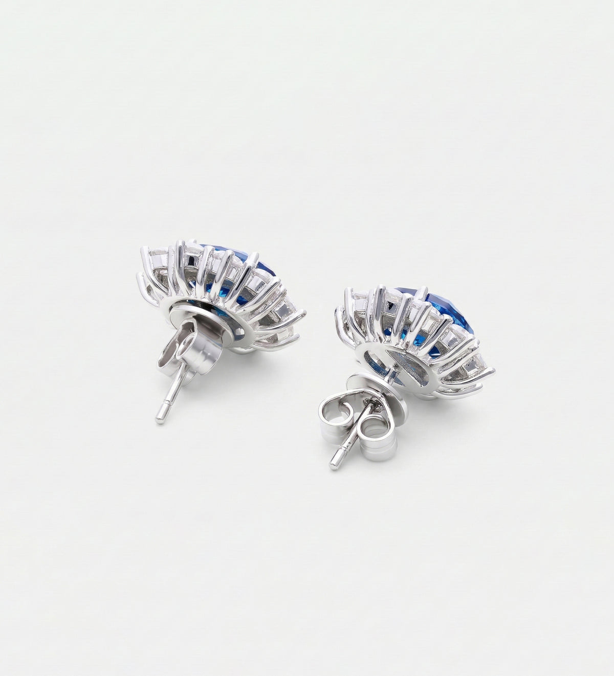 Majestic Sapphire Studs in 925 Silver High Quality Simulated Diamonds and Sapphire Stones - Ash & Harry