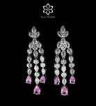 Tuscany Royal Pink Bridal Full Set with Hand - Set Simulated Diamonds, Rhodium Plated - Ash & Harry