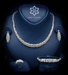 Tuscany Royal White Bridal Full Set with Hand - Set Simulated Diamonds, Rhodium Plated - Ash & Harry