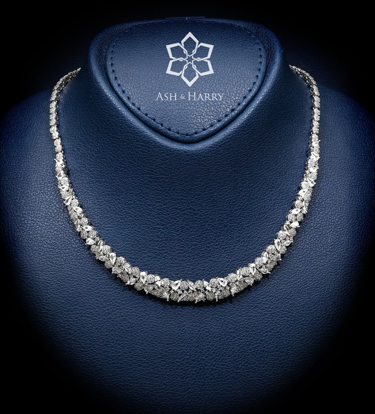 Tuscany Royal White Bridal Full Set with Hand - Set Simulated Diamonds, Rhodium Plated - Ash & Harry
