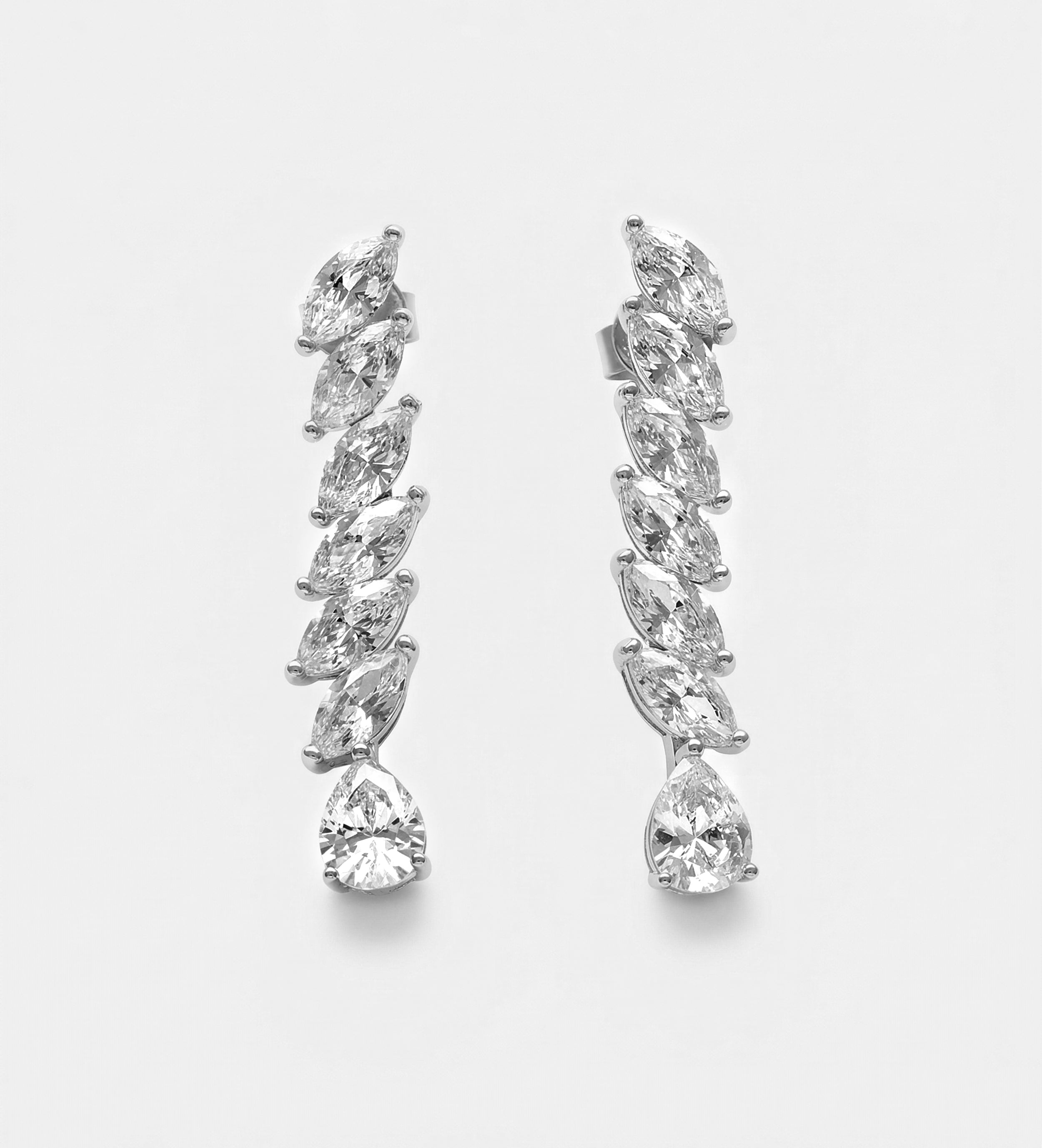 Marquise Cascade Drop Earrings with High Quality Certified Simulated Diamonds In 925 Silver - Ash & Harry