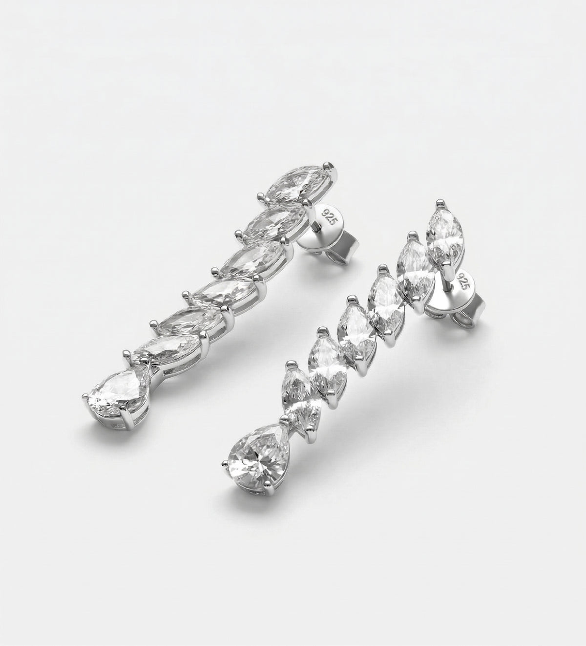 Marquise Cascade Drop Earrings with High Quality Certified Simulated Diamonds In 925 Silver - Ash & Harry