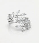 Marquise Laurel Wrap Ring in 925 Silver with High - Quality White Simulated Diamonds - Ash & Harry