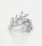 Marquise Laurel Wrap Ring in 925 Silver with High - Quality White Simulated Diamonds - Ash & Harry