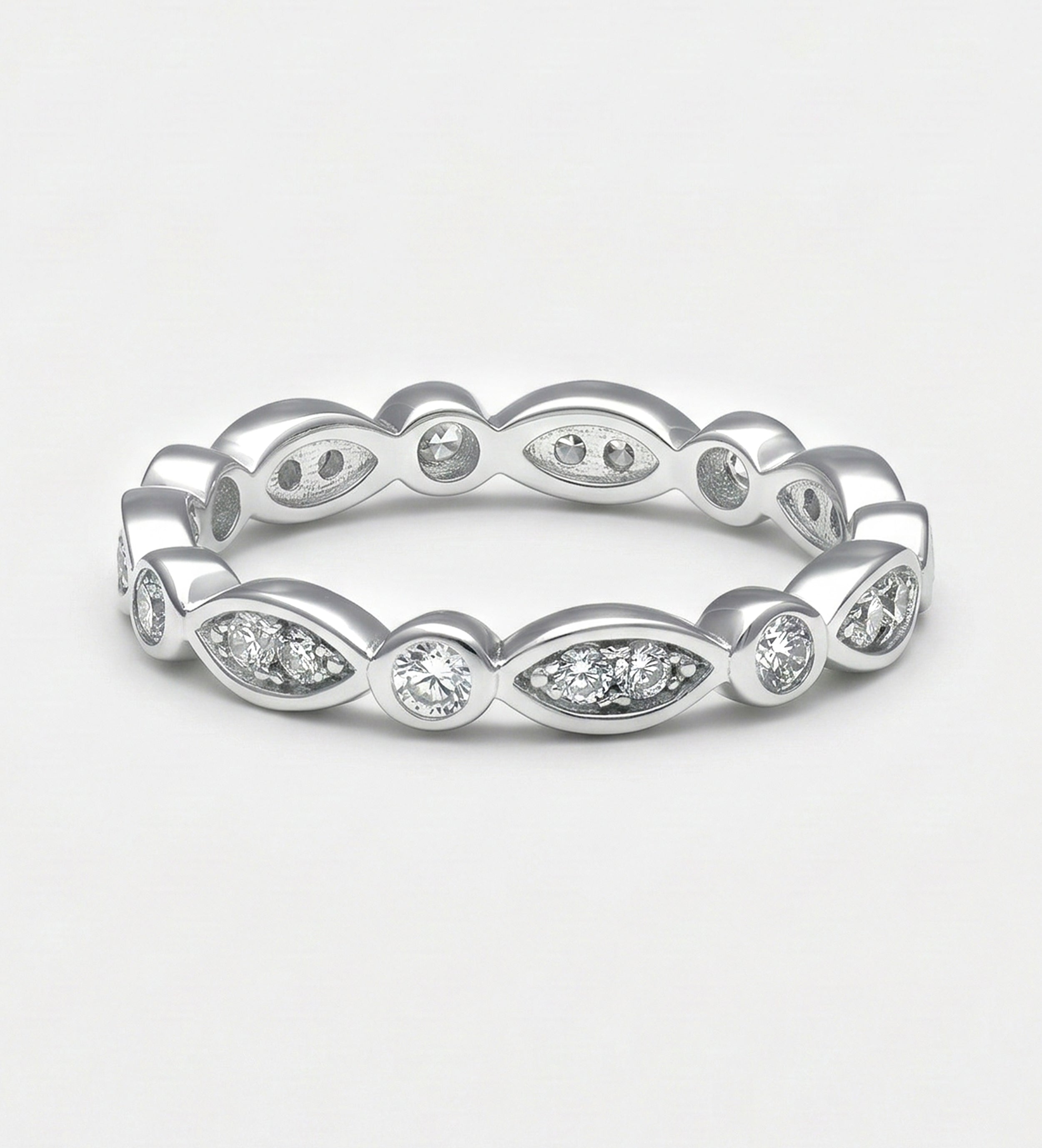 Marquise Link Ring 925 Silver in High Quality Simulated Diamonds - Ash & Harry