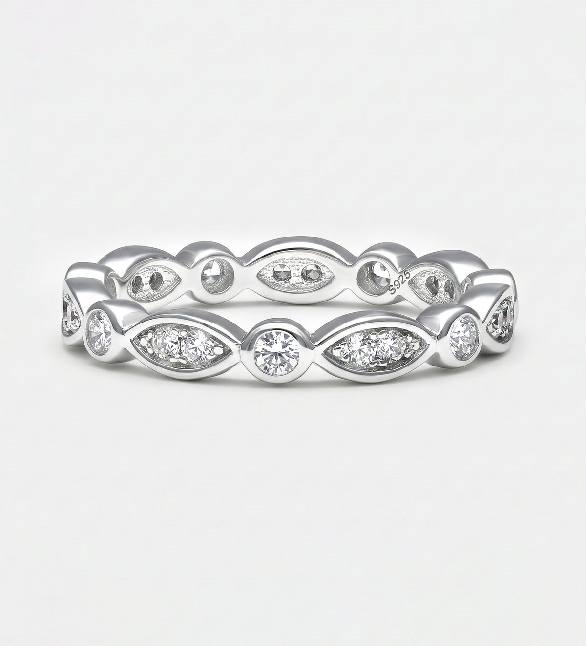 Marquise Link Ring 925 Silver in High Quality Simulated Diamonds - Ash & Harry