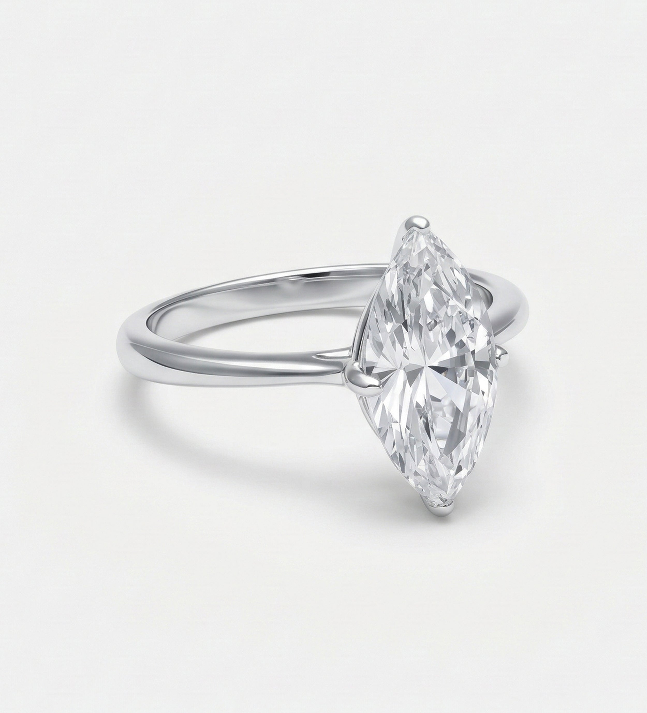 Marquise Solitaire Ring in 925 Silver with High - Quality White Simulated Diamond - Ash & Harry
