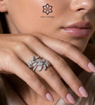 Marquise Laurel Wrap Ring in 925 Silver with High - Quality White Simulated Diamonds - Ash & Harry